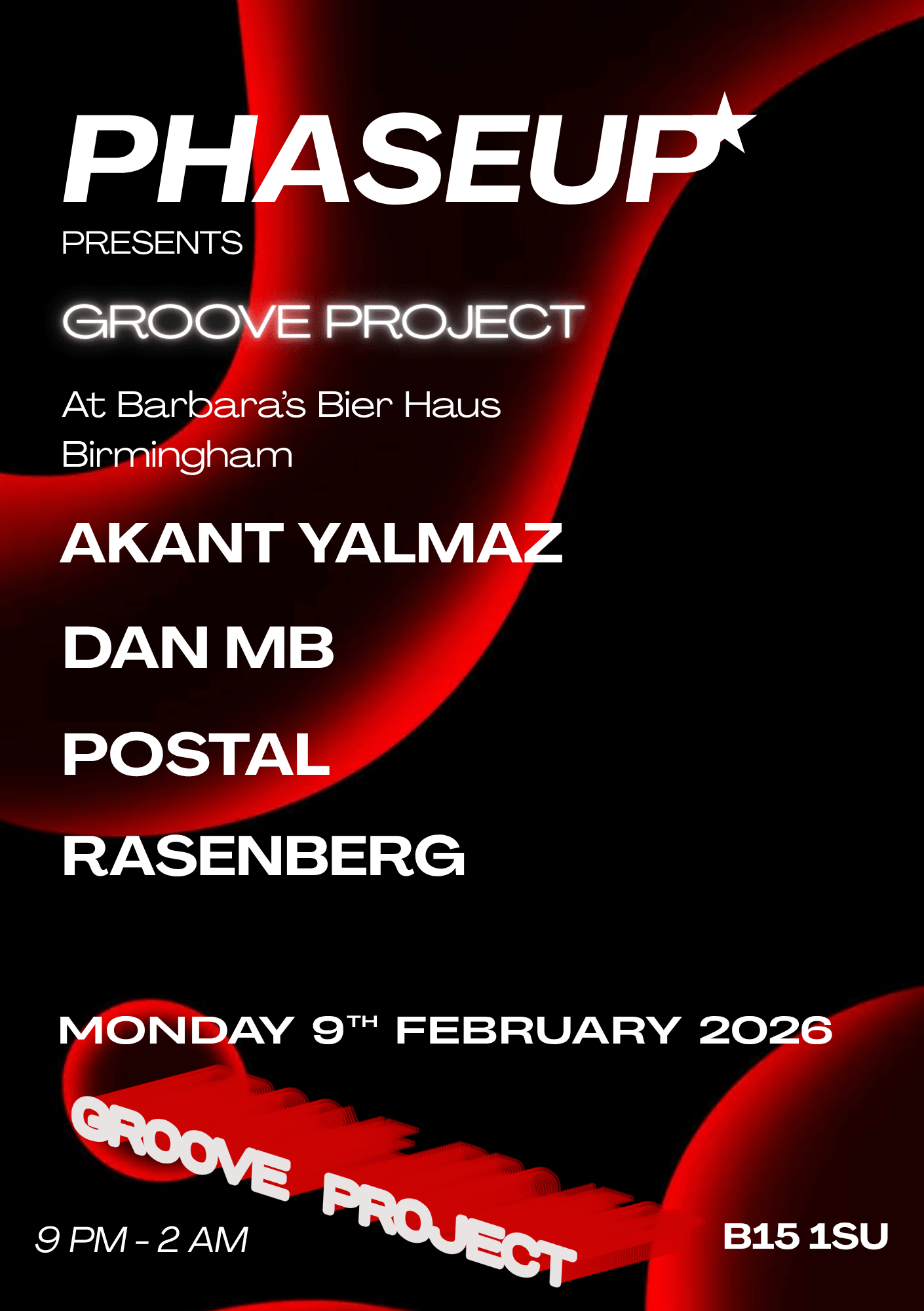 PhaseUp Groove Project Birmingham event poster